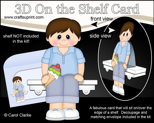 3D On the Shelf Card Kit - Little Teen Dalton enjoys an ice cream