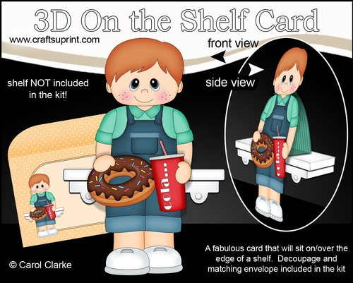 3D On the Shelf Card Kit - Cute Little Toddler Elliott has a Donut & Cola