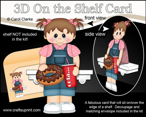 3D On the Shelf Card Kit - Cute Little Toddler Sammi has a Donut & Cola