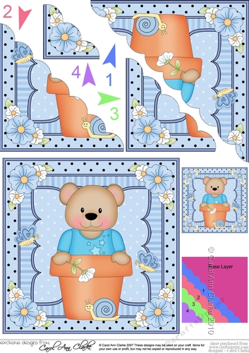 Flower Pot Friends Cute Little Austin Bear Scalloped Corner Stacker