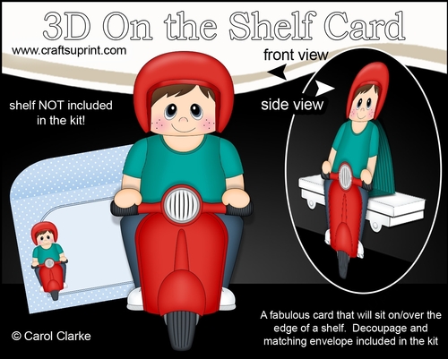 3D On the Shelf Card Kit - Little Girl Charita Rides her Motor Scooter