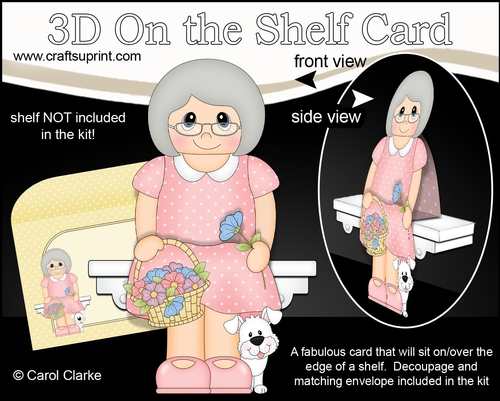 3D On the Shelf Card Kit -  Ernestine has a basket of Flowers