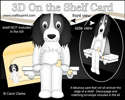 3D On the Shelf Card Kit - Little Springer Spaniel Dog Blue