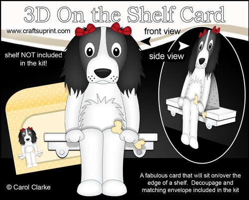 3D On the Shelf Card Kit - Little Springer Spaniel Dog Ludo