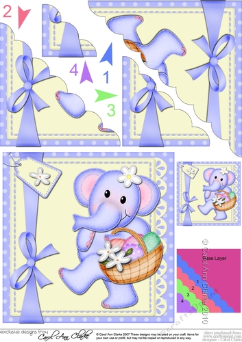 Cute Lola Elephant has a Basket of Easter Eggs Scalloped Corner Stacker