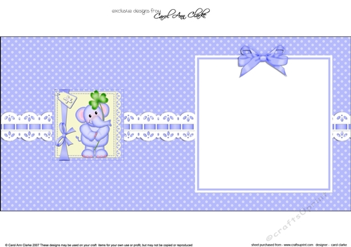 Cute Lola Elephant has a Good Luck Clover matching square landscape insert