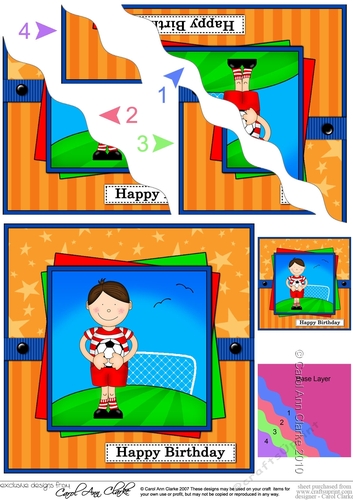 Boyz Birthday Boy Bazil Plays Football Wavy Corner side stacker Topper