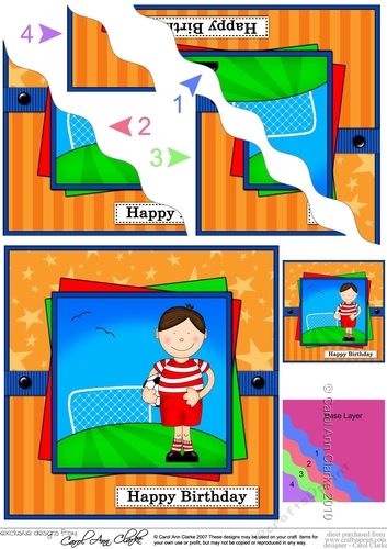Boyz Birthday Boy Bazil Plays Football Wavy Corner side stacker Topper