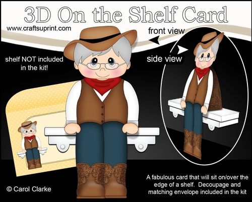 3D On the Shelf Card Kit - Little Line Dancer Alfred is having fun at the Hoedown