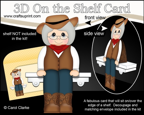 3D On the Shelf Card Kit - Little Line Dancer Nell is having fun at the Hoedown