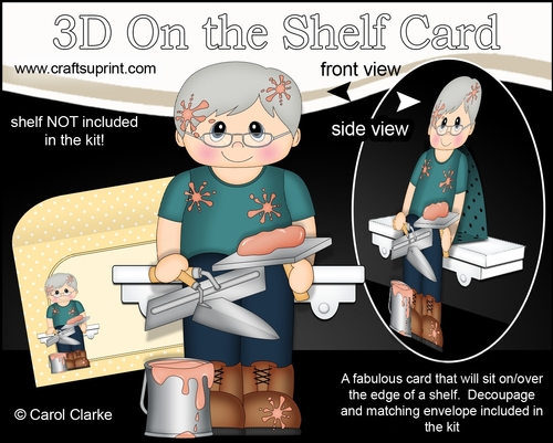 3D On the Shelf Card Kit - Old Plasterer Parker is ready for work 