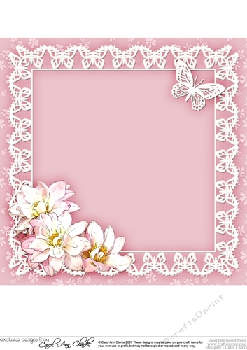 8x8 A Touch of Elegance Flowers Pearls Lace & Butterflies matching insert
