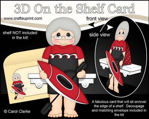 3D On the Shelf Card Kit - Little Old Lady Canoeist Vernia