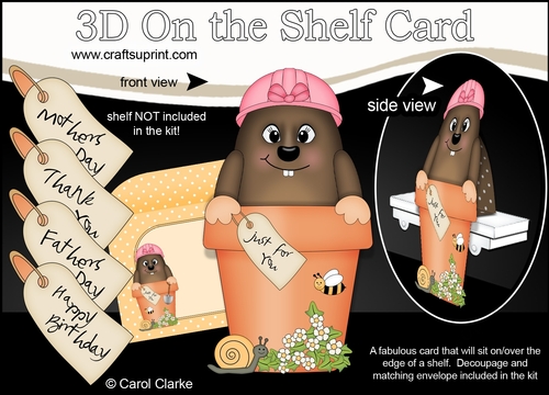3D On the Shelf Card Kit - Flower Pot Friends Little Marcie Mole