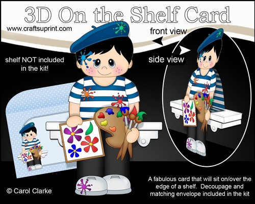 3D On the Shelf Card Kit - Little Artist Timothée is painting En Plein Air
