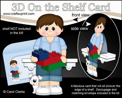 3D On the Shelf Card Kit - Cute Little Teen Emery has Building Blocks