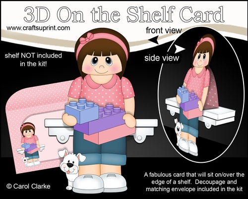 3D On the Shelf Card Kit - Cute Little Teen Lynelle has Building Blocks