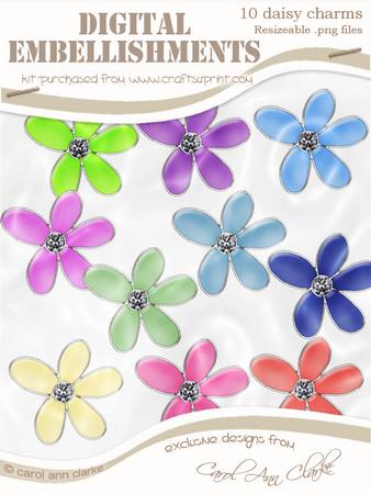 'enamel and Diamond' Daisy Digital Embellishments