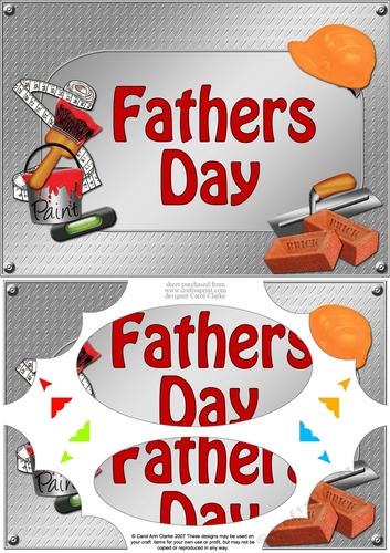 A5 FATHERS DAY Handyman Tools Scallop Corners & Pyramage