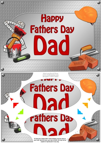 A5 Happy Fathers Day DAD Handyman Tools Scallop Corners & Pyramage