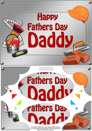 A5 Happy Fathers Day DADDY Handyman Tools Scallop Corners & Pyramage
