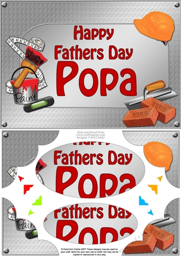 A5 Happy Fathers Day POPA Handyman Tools Scallop Corners & Pyramage