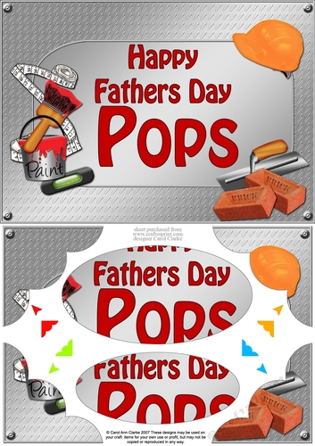A5 Happy Fathers Day POPS Handyman Tools Scallop Corners & Pyramage