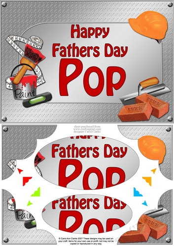 A5 Happy Fathers Day POP Handyman Tools Scallop Corners & Pyramage