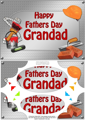 A5 Happy Fathers Day GRANDAD Handyman Tools Scallop Corners & Pyramage