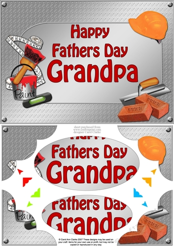 A5 Happy Fathers Day GRANDPA Handyman Tools Scallop Corners & Pyramage