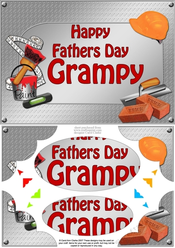 A5 Happy Fathers Day GRAMPY Handyman Tools Scallop Corners & Pyramage
