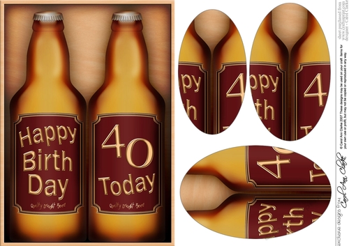 A5 40th BIRTHDAY Beer Gift Set Oval Pyramage Topper