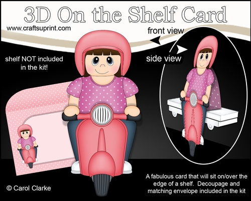 3D On the Shelf Card Kit - Lizette Rides her Motor Scooter