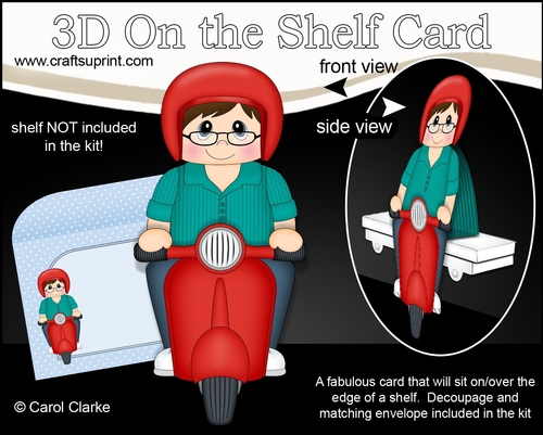 3D On the Shelf Card Kit - Tad Rides his Motor Scooter