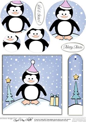 Cheeky Xmas Penguin Quick Card with Circle Pyramage Topper