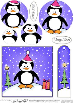 Cheeky Xmas Penguin Quick Card with Circle Pyramage Topper