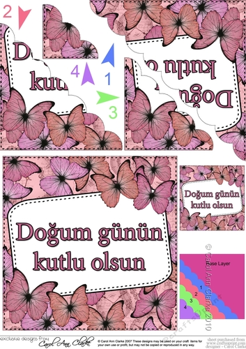 Turkish Birthday Butterflies Wavy Corner Stacker