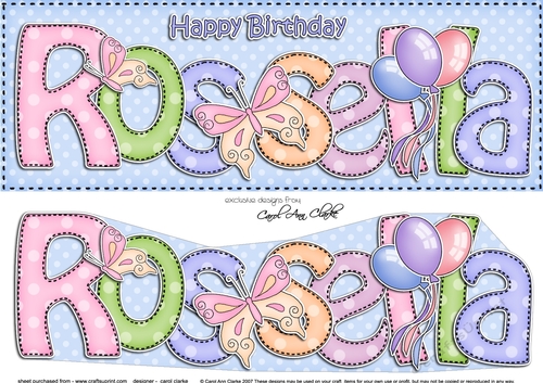 Large DL Birthday ROSSELLA 3D decoupage