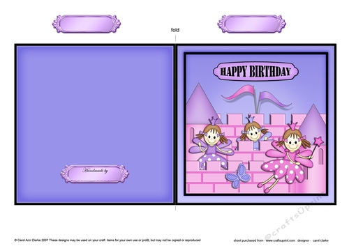 Birthday Fairy Princess Castle Quick Cut & Fold Card  