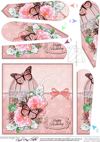 Birthday Butterflies Roses & Lace Birdcage Fan Pyramage Topper