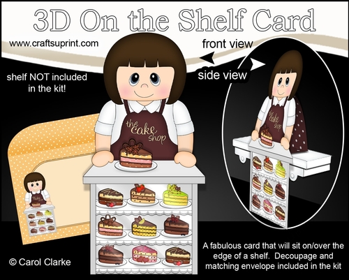 3D On the Shelf Card Kit - The Cake Shop Laine serves a delicious slice of Gateaux