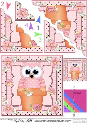 Flower Pot Friends Cute Little Hoot Owl Scalloped Corner Stacker