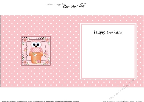 Flower Pot Friends Cute Little Hoot Owl square landscape insert