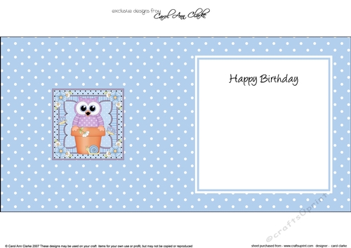 Flower Pot Friends Cute Little Hoot Owl square landscape insert