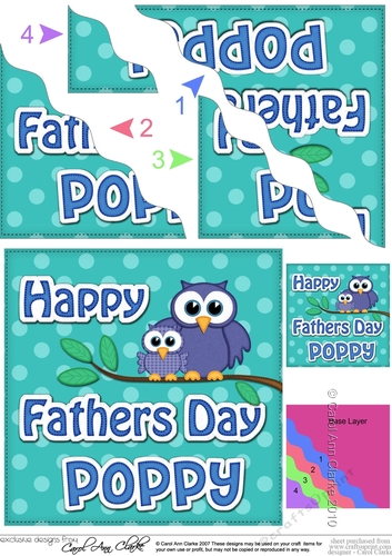 Owl Felties Happy Fathers Day POPPY Wavy Corner side stacker