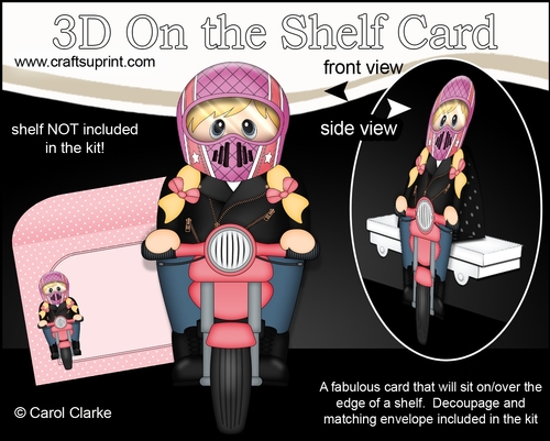 3D On the Shelf Card Kit - Teen Bianca Rides her Motorbike