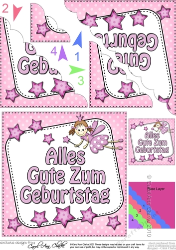 German Birthday Fairy Scalloped Corner Stacker