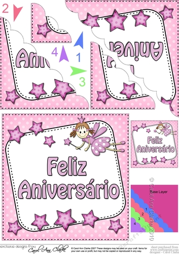 Portugese Birthday Fairy Scalloped Corner Stacker