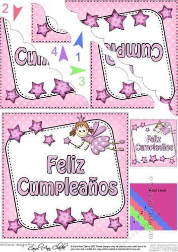 Spanish Birthday Fairy Scalloped Corner Stacker