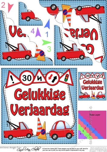 Dutch Birthday Cars Scalloped Corner Stacker